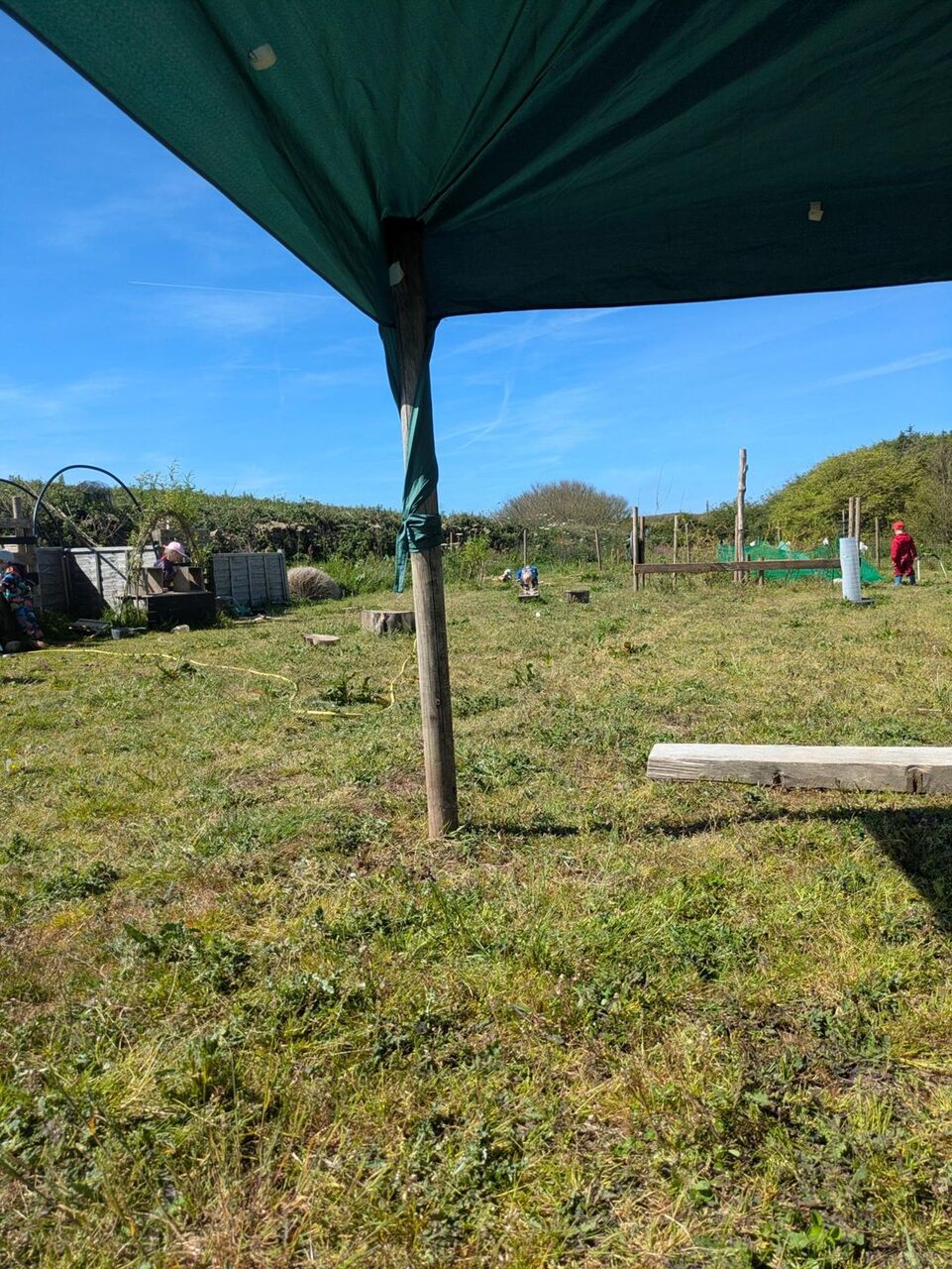 The centre's forest school camp in the meadow